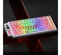 E-yimeng 75% Wireless Mechanical Keyboard - Tri-Mode 2.4Ghz Type-C Gaming Keyboards, RGB Backlight Glass soul Axis Mist-transparent Keycaps Custom Keyboard for PC/Mac (White)