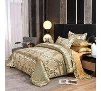 E-yimeng Single Duvet Cover Sets Silk Satin Bedding Sets Premium Brushed Microfiber Comforter Cover with 1 Pillowcase Zipper Luxury Soft Bedding Collections 135x200 cm Champagne Green
