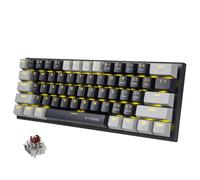 E-Yooso 60% Mechanical Keyboard, Ultra Compact Gaming Keyboard with Solid Yellow Lighting, Mini 61 Keys Anti-Ghosting, Type C Data Cable, US Layout (Black Grey, Brown Switch)