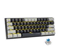 E-Yooso Blue Switches, Mechanical Gaming Keyboard, US Layout, 60% Mechanical Keyboard, Wired with LED Lighting, Ultra Compact 60% Computer Keyboard for Windows (Black Grey)