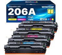 E-Z Ink Compatible 206A (with Chip) Replacement for HP 206A Toner Cartridges 4 Pack 206X to Use with Color Laserjet Pro MFP M283fdw M283cdw M283fdn M282nw Pro M255dw M255nw M283 M255 W2110A High Yield