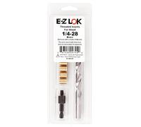 E-Z LOK 400-428 Threaded Inserts for Wood, Installation Kit, Brass, Includes 1/4-28 Knife Thread Inserts (5), Drill, Installation Tool