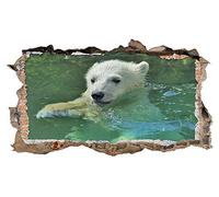 E032 Cute Polar Bear Nursery Lake Swim Animals Wall Decal Poster 3D Art StickersKids Bedroom Baby Nursery Cool Livingroom Hall Boys Girls (HUGE (100x175cm))