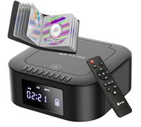 E1 Portable CD Player Boombox, with Subwoofer and Case, Extra Bass | FM Radio, Bluetooth, AUX and USB Ports, Wired or Wireless Play, Rechargeable Battery, Remote Included