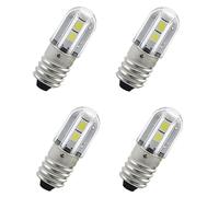 E10 DC Bulbs, Pack of 4 LED Bulbs E10 24V Cool White Led Replacement Miniatures 1W 100LM Screw Bulbs - Upgrade for Headlamps, Torches (Cool White (6500K), 24V)