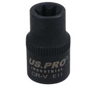 E11 Female Impacted Impact Torx Star E Socket 3/8in Drive Shallow