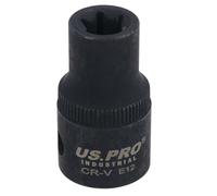 E12 Female Impacted Impact Torx Star E Socket 1/2in Drive Shallow