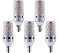 E12 LED Bulb 12W, 12W Equivalent To 120W Halogen, 5pcs LED Bulbs, 1200LM, AC85-265V, 360° Beam Angle for home lighting(Cool White 6000K)