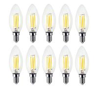 E12 LED Bulb Filament LED Candle Lamp 4W Equivalent Replacement 35W Halogen Lamp AC 110-130V Vintage COB LED Light Suitable for Pub Exhibition Office or Home 10 Pack Equivalent