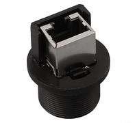 E13 IP67 Waterproof Network Connector, 180 Degree Threaded Female Socket Coupler, for LED Display, Industrial Automation & Security Monitoring System, Black