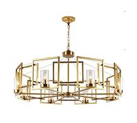 E14 American Style Brass Chandelier,Simple Post-modern All Copper Light Luxury Chandelier,For Dining Room Designer Model Room Bedroom Study Living Room-Copper 8