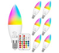 E14 Colour Changing Bulb 5W LED Candle Bulbs Dimmable RGBW Light with Remote Control,40W Equivalent,Small Edison Screw Chandelier Lights,12 Colors, 2 Modes, RGB+Cool White 5700K