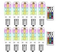 E14 Colour Changing Bulb LED 2.5W, Small Screw Bulb with Remote Control, E14 Dimmable Bulbs 12 RGB Colors +Warm White 3000K, Colour Changing Light Bulbs for Home Decor Bar Party Mood Lighting, 10 Pack