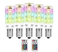 E14 Colour Changing Bulb LED 2.5W, Small Screw Bulb with Remote Control, E14 Dimmable Bulbs 12 RGB Colors + White 6000K, Colour Changing Light Bulbs for Home Decor Bar Party Mood Lighting , 5 Pack