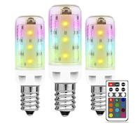 E14 Colour Changing Bulb LED 2.5W, Small Screw Bulb with Remote Control, E14 Dimmable Bulbs 12 RGB Colors +Warm White 3000K, Colour Changing Light Bulbs for Home Decor Bar Party Mood Lighting, 3 Pack
