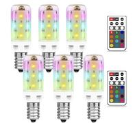 E14 Colour Changing Bulb LED 2.5W, Small Screw Bulb with Remote Control, E14 Dimmable Bulbs 12 RGB Colors +Warm White 3000K, Colour Changing Light Bulbs for Home Decor Bar Party Mood Lighting, 6 Pack