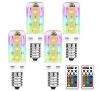E14 Colour Changing Bulb LED 2.5W, Small Screw Bulb with Remote Control, E14 Dimmable Bulbs 12 RGB Colors +Warm White 3000K, Colour Changing Light Bulbs for Home Decor Bar Party Mood Lighting, 4 Pack