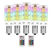 E14 Colour Changing Bulb LED 2.5W, Small Screw Bulb with Remote Control, E14 Dimmable Bulbs 12 RGB Colors +Warm White 3000K, Colour Changing Light Bulbs for Home Decor Bar Party Mood Lighting, 5 Pack