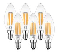 E14 Dimmable 6W LED Candle Bulbs, 60W Incandescent Bulb Equivalent, 2700K Warm White, 600lm, C35 Light Bulbs, Pack of 6