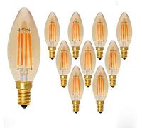 E14 Edison Filament Light Bulb, 2200K/C35/4W Amber Tint Candle Lamp Retro LED Filament Light Bulbs, Dimmable Decorative Lighting for Home,5pcs