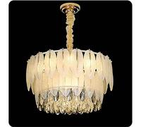 E14 Feather Crystal Lamp - Simple French Cream Luxury Light, 60cm Elegant Table Lamp for Living Room, Bedroom & Dining Room Decor, Modern Home Lighting Solution