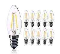 E14 LED Candle Bulbs 2W, Led Filament Light Bulb, C35 Small Edison Screw Chandelier Lamp Bulb, 20-25W Equivalent, Cool White 6000-6500K, 10 Pack