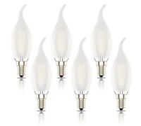 E14 Led Candle Bulbs, Frosted Flame Filament, SES C35 Small Edison Screw Light Bulb, 4W (40W Equivalent),Warm White 2700K, Pack of 6