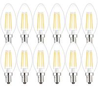 E14 LED Light Bulbs,Candle Shape,Clean,Small Edison Screw,40W Equivalent,4W Warm White 2700K, 360 Lumens, Pack of 12