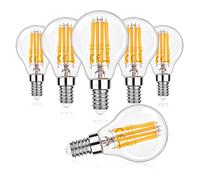 E14 LED Warm White Dimmable Light Bulb G45 6.5 W Lamp Replaces 60 W Bulb Edison Filament Teardrop Bulb 850 Lumen Classic Vintage Warm White 2700K Incandescent Bulb for Chandelier 230V CRI80+,Pack of 6