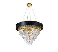 E14 Nordic Creative Light Luxury Crystal Chandelier,Modern Concise Crystal Chandelier,For Living Room Bedroom Restaurant Aisle Shop Household Chandelier-Black and gold slings 46 * 36cm