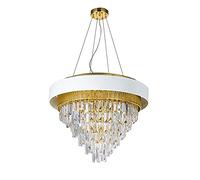 E14 Nordic Creative Light Luxury Crystal Chandelier,Modern Concise Crystal Chandelier,For Living Room Bedroom Restaurant Aisle Shop Household Chandelier-White and gold slings 46 * 36cm