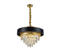 E14 Nordic Creative Light Luxury Crystal Chandelier,Modern Concise Crystal Chandelier,For Living Room Bedroom Restaurant Aisle Shop Household Chandelier-Black and gold chain 46 * 36cm
