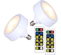 E14 Rechargeable Light Bulb with Remote Control,E14 Battery Operated Light Bulbs,Dimmable Wireless Battery Powered LED Bulb for Non Hardwired Wall Sconce Pendant Light Fixture Candle lamp(2 Pack)