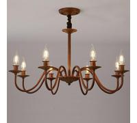 E14 Retro Country Candle Lamp - 8-Light Dining & Living Room Fixture, Simple Bedroom & Study Lighting, Elegant Home Decor for Cozy Atmosphere