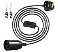 E14 Salt Lamp Replacement Plug in Light Fitting, Lamp Cable with Lamp Holder Inline Switch and Plug, 250V 4A Extension Hanging Lamp Standard Pendant Light Cord for Loft Garage, Black 1.8M