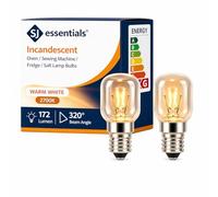 E14 Screw Oven Bulb 25W 230V SES - Pack of 2 Heat Resistant 320°C Dimmable Oven Lamps for Bosch, Neff, Beko, AEG, Smeg, Zanussi & Philips Ovens - Warm White Appliance Bulbs