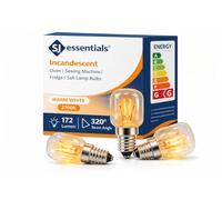 E14 Screw Oven Bulb 25W 230V SES - Pack of 3 Heat Resistant 320°C Dimmable Oven Lamps for Bosch, Neff, Beko, AEG, Smeg, Zanussi & Philips Ovens - Warm White Appliance Bulbs