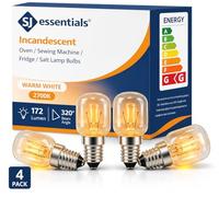 E14 Screw Oven Bulb 25W 230V SES - Pack of 4 Heat Resistant 320°C Dimmable Oven Lamps for Bosch, Neff, Beko, AEG, Smeg, Zanussi & Philips Ovens - Warm White Appliance Bulbs