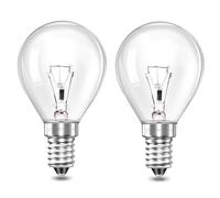 E14 Screw Oven Light Bulb Dimmable, 300°C Heat Resistant P45/G45 Clear Golf Ball Lamp, 2700K Warm White 400LM, SES Small Edison Screw Bulb for Oven, Microwave, Cooker, Lava Lamp, 2 Pack
