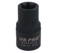 E16 Female Impacted Impact Torx Star E Socket 1/2in Drive Shallow