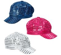 E1mity 70s Sequins Hat Abba Hat for Women - 3PCS Glitter Disco Party Set
