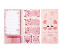 E1mity Cute Pig Sticky Notes Set - 550 Sheets Kawaii Pink Pig Sticky Notes, I Just Really Like Pig Self-Stick Paper Clips, Novelty Animals Shape Writing Memo Pads Page Marker for Kids Home School Gift