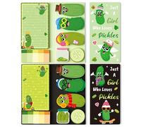 E1mity Funny Pickles Sticky Notes Set - 550 Sheets Positive Pickles Cartoon Self-Stick Paper Clips Teacher Appreciation Gift, Novelty Shape Writing Memo Pads Page Marker for Kid Home School Gift
