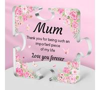 E1mity Memorial Gifts for Mum, Personalised Acrylic Puzzle Plaque Table Decorations with Touching Sayings Engraved from Daughter Son for Mother's Day Birthday Christmas Stepmum Nan Nanny Nana Grandma