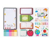 E1mity Teacher Appreciation Gift Sticky Notes Set, 550 Sheets Amazing Teacher Self-Stick Paper Clips, Novelty Cartoon Book Pen Apple Shaped Writing Memo Pads Page Marker for Kid Home School Gift (A+)