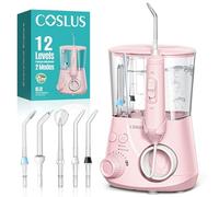 E2 Advanced Water Flosser for Teeth: 2 Modes & 12 Pressure Settings Electric Dental Pick for Orthodontic, Braces, Sensitive Gums - Home Use, 5 Jet Tips for Multiple Users, Family, White