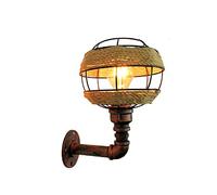 E26/E27 Screw Mouth Wall Sconce, Amen Industrial Iron Art Hemp Rope Wall Lighting, Hollow Out Lampshade, Wall Mount Light Fixtures for Barn, Porch, Farmhouse, Living Room
