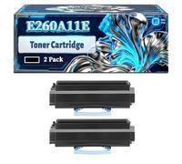 E260A11E Toner Cartridge Compatible for Lexmark E260 E260d E260dn E360 E360d E360dn E460 E460dn E460dw E462dtn Printers, With Chip Large Capacity 3500 Pages (2-Pack Black)
