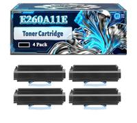 E260A11E Toner Cartridge Compatible for Lexmark E260 E260d E260dn E360 E360d E360dn E460 E460dn E460dw E462dtn Printers, With Chip Large Capacity 3500 Pages (4 Pack Black)