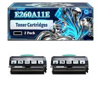 E260A11E Toner Cartridges Compatible for Lexmark E260D E360DN E460DW E260DN E460DN E360D E460DTN Printers, With Chip Large Capacity 4500 Pages (2-Pack Black)